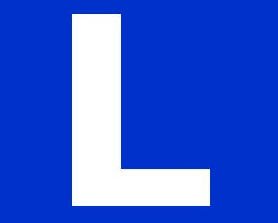 Fahrschul L, weisses L auf blauen Hintergrund
